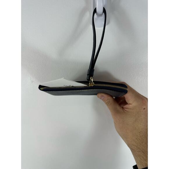 Coach Mini Card Holder Wristlet New w Inserts Navy Blue Leather - Picture 4 of 9